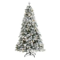 5 Ft. Pre-Lit Flocked Vermont Mixed Pine Artificial Christmas Tree With 150 Clear LED Lights