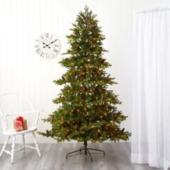 7.5 Ft. Pre-Lit Yukon Mountain Fir Artificial Christmas Tree With 600 Clear Lights, Pine Cones -Christmas Gift Shop nearly natural pre lit christmas trees t1857 31 1000
