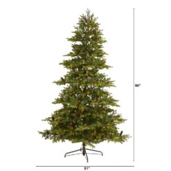 7.5 Ft. Pre-Lit Yukon Mountain Fir Artificial Christmas Tree With 600 Clear Lights, Pine Cones -Christmas Gift Shop nearly natural pre lit christmas trees t1857 c3 1000