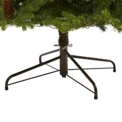 7.5 Ft. Pre-Lit Yukon Mountain Fir Artificial Christmas Tree With 600 Clear Lights, Pine Cones -Christmas Gift Shop nearly natural pre lit christmas trees t1857 fa 1000