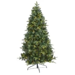 6 Ft. Pre-Lit Grand Teton Spruce Flat Back Artificial Christmas Tree With 180 Clear LED Lights