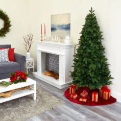 6 Ft. Pre-Lit Grand Teton Spruce Flat Back Artificial Christmas Tree With 180 Clear LED Lights -Christmas Gift Shop nearly natural pre lit christmas trees t1863 a0 1000