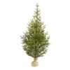 5 Ft. Pre-Lit Fraser Fir Natural Look Artificial Christmas Tree With 200 Clear LED Lights In A Burlap Base 1 5 Ft. Pre-Lit Fraser Fir Natural Look Artificial Christmas Tree With 200 Clear LED Lights In A Burlap Base -Christmas Gift Shop nearly natural pre lit christmas trees t1865 64 1000