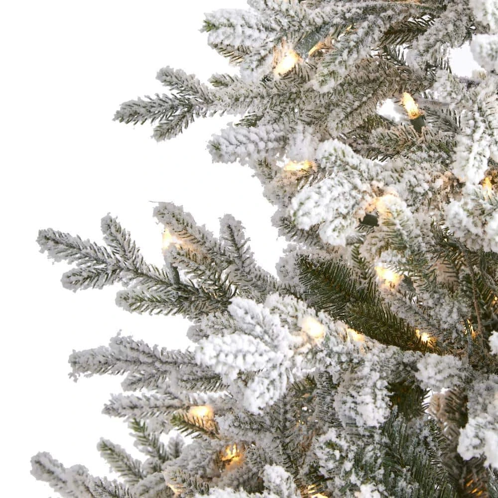 6 Ft. Pre-Lit Flocked Fraser Fir Artificial Christmas Tree With 500 Warm White Lights 5 6 Ft. Pre-Lit Flocked Fraser Fir Artificial Christmas Tree With 500 Warm White Lights - Image 3