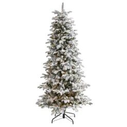 7 Ft. Pre-Lit Flocked North Carolina Fir Artificial Christmas Tree With 550 Warm White Lights