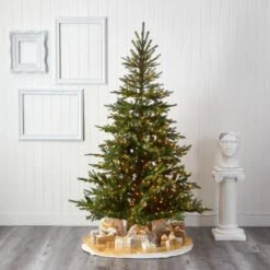 7 Ft. Pre-Lit North Carolina Spruce Artificial Christmas Tree With 450 Clear Lights -Christmas Gift Shop nearly natural pre lit christmas trees t1887 31 1000
