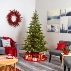 7 Ft. Pre-Lit North Carolina Spruce Artificial Christmas Tree With 450 Clear Lights -Christmas Gift Shop nearly natural pre lit christmas trees t1887 44 1000