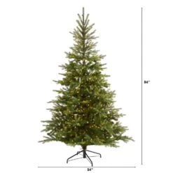 7 Ft. Pre-Lit North Carolina Spruce Artificial Christmas Tree With 450 Clear Lights -Christmas Gift Shop nearly natural pre lit christmas trees t1887 c3 1000