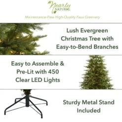 7 Ft. Pre-Lit North Carolina Spruce Artificial Christmas Tree With 450 Clear Lights -Christmas Gift Shop nearly natural pre lit christmas trees t1887 e1 1000