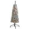 4 Ft. Flocked Pencil Artificial Christmas Tree With 100 Clear Lights And 216 Bendable Branches