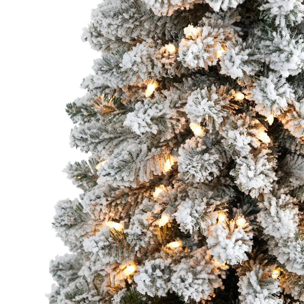5 Ft. Flocked Pencil Artificial Christmas Tree With 200 Clear Lights And 318 Bendable Branches 5 5 Ft. Flocked Pencil Artificial Christmas Tree With 200 Clear Lights And 318 Bendable Branches - Image 3