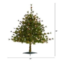 3 Ft. Colorado Mountain Pine Artificial Christmas Tree With 50 Clear Lights, 171 Bendable Branches And Pine Cones -Christmas Gift Shop nearly natural pre lit christmas trees t1917 c3 1000