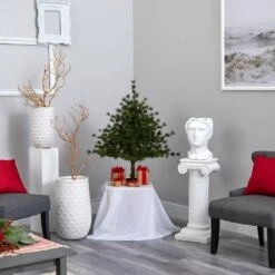 3 Ft. Colorado Mountain Pine Artificial Christmas Tree With 50 Clear Lights, 171 Bendable Branches And Pine Cones -Christmas Gift Shop nearly natural pre lit christmas trees t1917 fa 1000