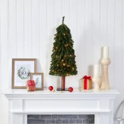 3 Ft. Pre-Lit Grand Alpine Artificial Christmas Tree With 50 Clear Lights On A Natural Trunk -Christmas Gift Shop nearly natural pre lit christmas trees t1943 31 1000