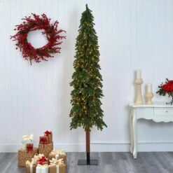 8 Ft. Grand Alpine Artificial Christmas Tree With 500 Clear Lights And 1051 Bendable Branches On Natural Trunk -Christmas Gift Shop nearly natural pre lit christmas trees t1948 31 1000