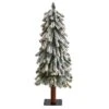 3 Ft. Flocked Grand Alpine Artificial Christmas Tree With 50 Clear Lights And 193 Bendable Branches On Natural Trunk -Christmas Gift Shop nearly natural pre lit christmas trees t1950 64 1000