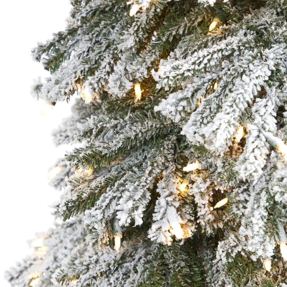 9 Ft. Flocked Grand Alpine Artificial Christmas Tree With 600 Clear Lights And 1183 Bendable Branches On Natural Trunk 5 9 Ft. Flocked Grand Alpine Artificial Christmas Tree With 600 Clear Lights And 1183 Bendable Branches On Natural Trunk - Image 3