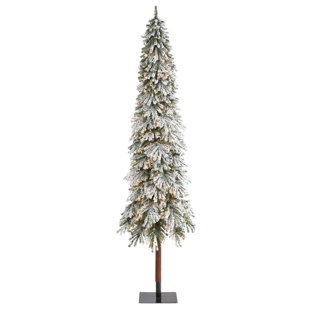9 Ft. Flocked Grand Alpine Artificial Christmas Tree With 600 Clear Lights And 1183 Bendable Branches On Natural Trunk 3 9 Ft. Flocked Grand Alpine Artificial Christmas Tree With 600 Clear Lights And 1183 Bendable Branches On Natural Trunk