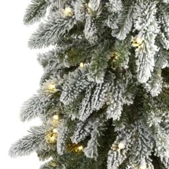 7.5 Ft. Green Pre-Lit LED Flocked Washington Alpine Artificial Christmas Tree With 350 White Warm Lights -Christmas Gift Shop nearly natural pre lit christmas trees t1962 4f 1000