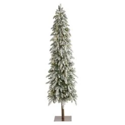 7.5 Ft. Green Pre-Lit LED Flocked Washington Alpine Artificial Christmas Tree With 350 White Warm Lights