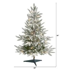 3 Ft. Pre-Lit Flocked Manchester Spruce Artificial Christmas Tree With 50 Clear Lights -Christmas Gift Shop nearly natural pre lit christmas trees t1973 c3 1000