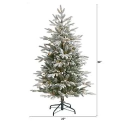 4.5 Ft. Pre-Lit Flocked Manchester Spruce Artificial Christmas Tree With 100 Clear Lights -Christmas Gift Shop nearly natural pre lit christmas trees t1974 c3 1000