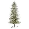 6.5 Ft. Pre-Lit Slim Flocked Nova Scotia Spruce Artificial Christmas Tree With 300 Warm White LED Lights -Christmas Gift Shop nearly natural pre lit christmas trees t1978 64 1000