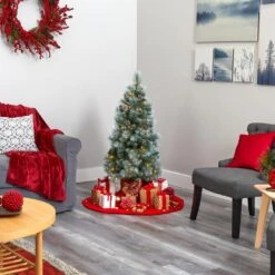 4 Ft. Pre-Lit Frosted Tip British Columbia Mountain Pine Artificial Christmas Tree With 100 Clear Lights, Pine Cones 13 4 Ft. Pre-Lit Frosted Tip British Columbia Mountain Pine Artificial Christmas Tree With 100 Clear Lights, Pine Cones -Christmas Gift Shop nearly natural pre lit christmas trees t1984 44 1000