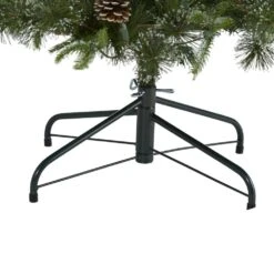 6 Ft. Pre-Lit Snowed Tipped Clermont Mixed Pine Artificial Christmas Tree With 250 Clear LED Lights, Pine Cones -Christmas Gift Shop nearly natural pre lit christmas trees t1998 1f 1000