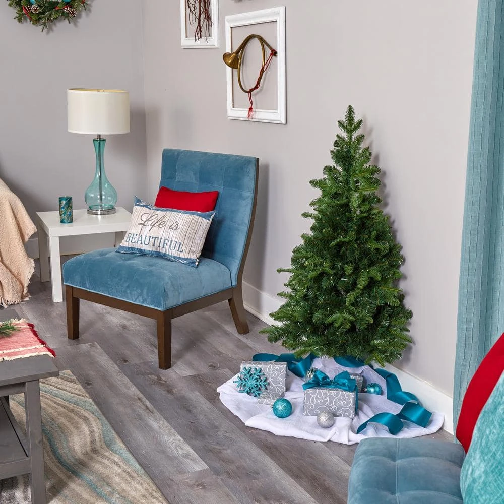 4 Ft. Green Pre-Lit LED Grand Teton Spruce Flat Back Artificial Christmas Tree With 90 Clear Lights 4 4 Ft. Green Pre-Lit LED Grand Teton Spruce Flat Back Artificial Christmas Tree With 90 Clear Lights - Image 2