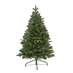 4 Ft. Green Pre-Lit LED Grand Teton Spruce Flat Back Artificial Christmas Tree With 90 Clear Lights