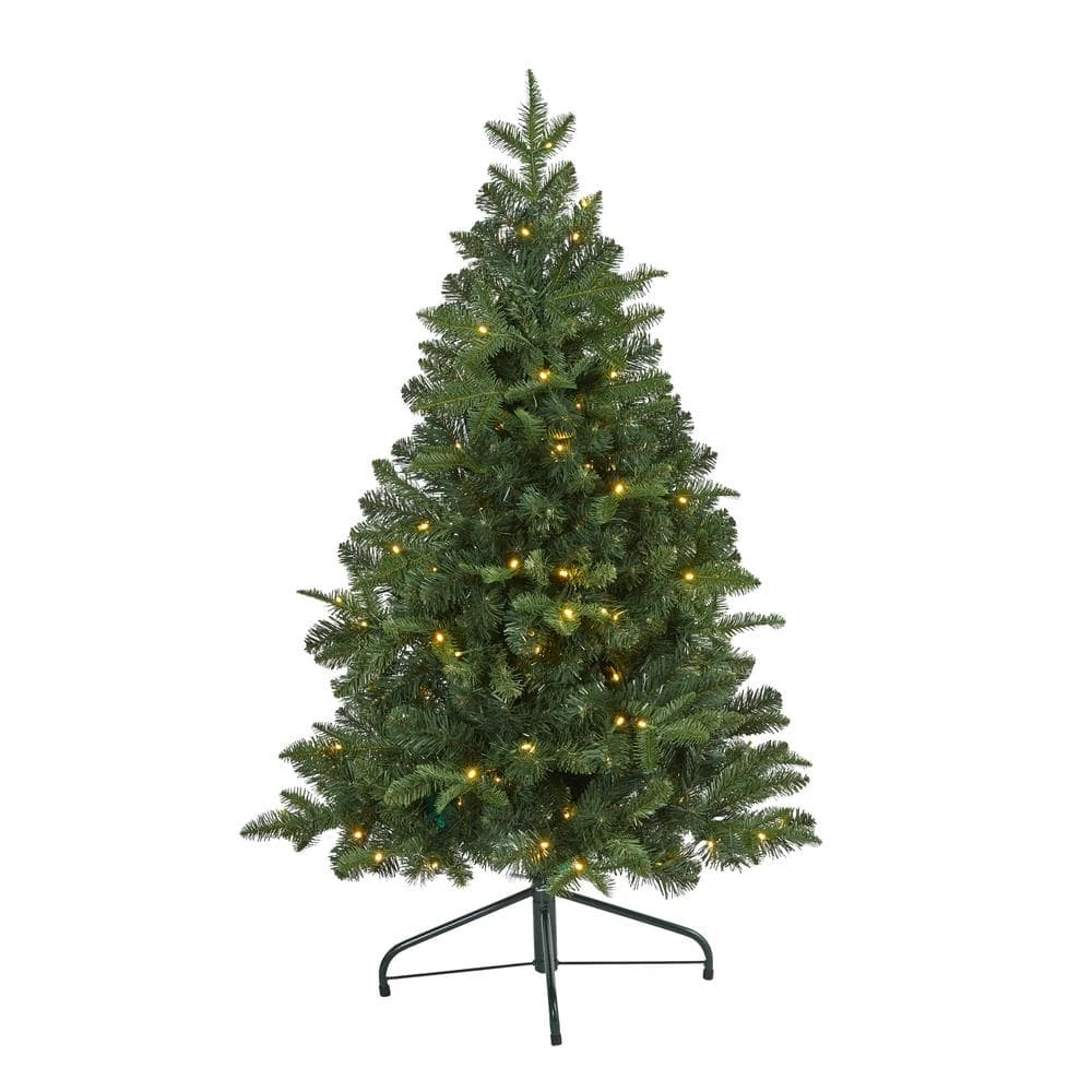 4 Ft. Green Pre-Lit LED Grand Teton Spruce Flat Back Artificial Christmas Tree With 90 Clear Lights 3 4 Ft. Green Pre-Lit LED Grand Teton Spruce Flat Back Artificial Christmas Tree With 90 Clear Lights