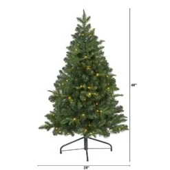4 Ft. Green Pre-Lit LED Grand Teton Spruce Flat Back Artificial Christmas Tree With 90 Clear Lights 15 4 Ft. Green Pre-Lit LED Grand Teton Spruce Flat Back Artificial Christmas Tree With 90 Clear Lights -Christmas Gift Shop nearly natural pre lit christmas trees t1999 c3 1000