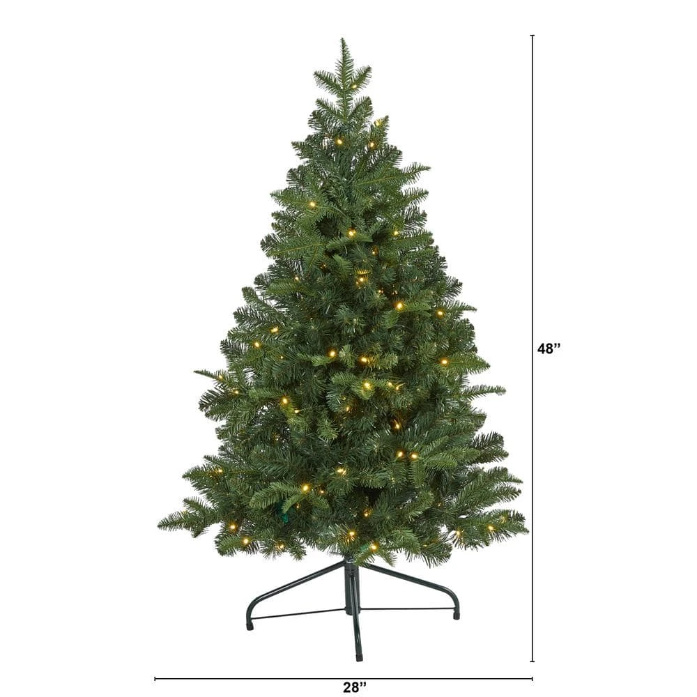 4 Ft. Green Pre-Lit LED Grand Teton Spruce Flat Back Artificial Christmas Tree With 90 Clear Lights 6 4 Ft. Green Pre-Lit LED Grand Teton Spruce Flat Back Artificial Christmas Tree With 90 Clear Lights - Image 4