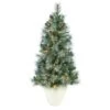4 Ft. Frosted Pre-Lit Pine Artificial Christmas Tree With 100 Clear Lights, Pine Cones And 228 Bendable Branches Planter 2 4 Ft. Frosted Pre-Lit Pine Artificial Christmas Tree With 100 Clear Lights, Pine Cones And 228 Bendable Branches Planter -Christmas Gift Shop nearly natural pre lit christmas trees t2259 64 1000