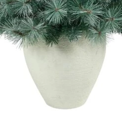 4 Ft. Frosted Pre-Lit Pine Artificial Christmas Tree With 100 Clear Lights, Pine Cones And 228 Bendable Branches Planter 13 4 Ft. Frosted Pre-Lit Pine Artificial Christmas Tree With 100 Clear Lights, Pine Cones And 228 Bendable Branches Planter -Christmas Gift Shop nearly natural pre lit christmas trees t2259 fa 1000