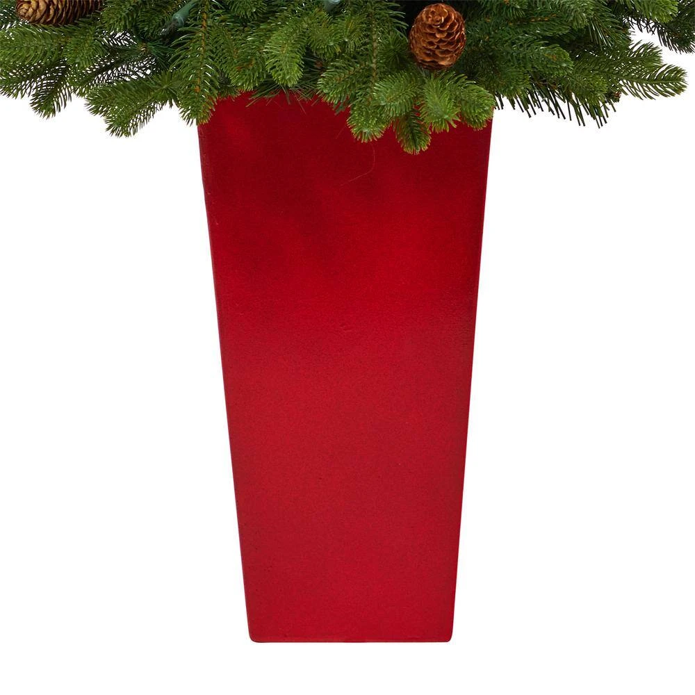 3.5 Ft. Yukon Mountain Fir Artificial Christmas Tree With 50 Clear Lights And Pine Cones In Red Planter 8 3.5 Ft. Yukon Mountain Fir Artificial Christmas Tree With 50 Clear Lights And Pine Cones In Red Planter - Image 6