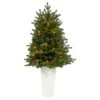 3.5 Ft. Yukon Mountain Fir Artificial Christmas Tree With 50 Clear Lights And Pine Cones In White Planter -Christmas Gift Shop nearly natural pre lit christmas trees t2291 64 1000