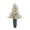 5 Ft. Flocked Fraser Fir Artificial Christmas Tree With 300 Warm White Lights And 967 Bendable Branches In Gray Planter