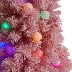 4 Ft. Holiday Frosted Pink Cashmere Artificial Christmas Tree With 30 Jumbo Multicolored Globe LED Lights -Christmas Gift Shop nearly natural pre lit christmas trees t3030 44 1000