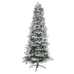 7.5 Ft. Flocked Alaskan Pre-Lit Artificial Christmas Tree 350 LED Lights And 2155 Bendable Branches -Christmas Gift Shop nearly natural pre lit christmas trees t3031 4f 1000