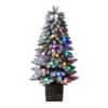 4 Ft. Winter Flocked Pre-Lit Artificial Christmas Tree With 40 LED Globe Lights, 259 Bendable Branches In Planter 2 4 Ft. Winter Flocked Pre-Lit Artificial Christmas Tree With 40 LED Globe Lights, 259 Bendable Branches In Planter -Christmas Gift Shop nearly natural pre lit christmas trees t3035 64 1000