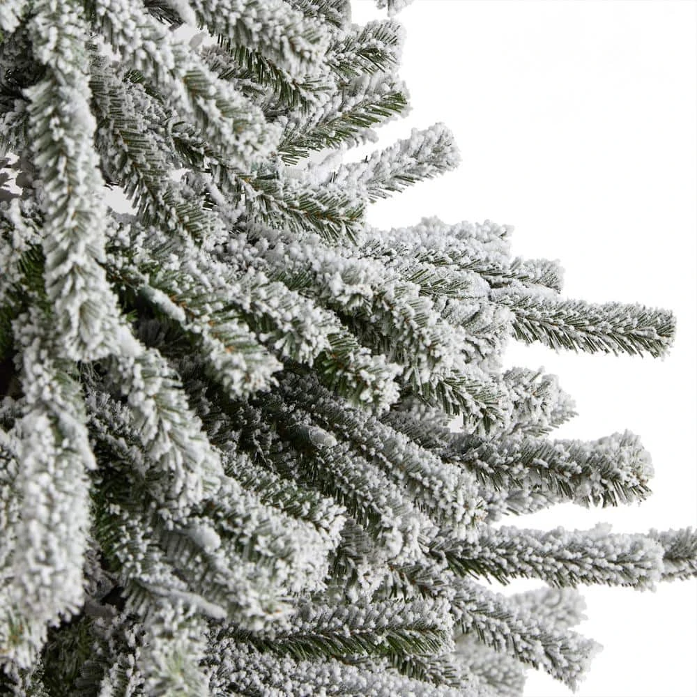 6 Ft. Flocked Long Vermont Pine Artificial Christmas Tree With 758 Bendable Branches And 250 LED Lights In Planter 8 6 Ft. Flocked Long Vermont Pine Artificial Christmas Tree With 758 Bendable Branches And 250 LED Lights In Planter - Image 6