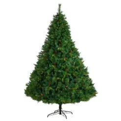 8 Ft. LED West Virginia Full Bodied Mixed Pine Artificial Christmas Tree With 700 Clear Lights And Pine Cones -Christmas Gift Shop nearly natural pre lit christmas trees t3052 4f 1000