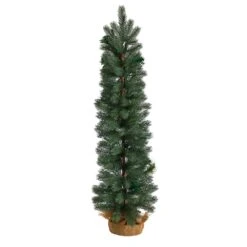 3 Ft. Green Pine Artificial Christmas Tree With 50 Warm White Lights Set In A Burlap Base -Christmas Gift Shop nearly natural pre lit christmas trees t3253 4f 1000