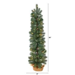 3 Ft. Green Pine Artificial Christmas Tree With 50 Warm White Lights Set In A Burlap Base -Christmas Gift Shop nearly natural pre lit christmas trees t3253 c3 1000