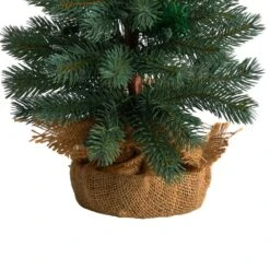 3 Ft. Green Pine Artificial Christmas Tree With 50 Warm White Lights Set In A Burlap Base -Christmas Gift Shop nearly natural pre lit christmas trees t3253 fa 1000