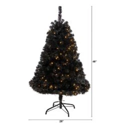 4 Ft. Black Artificial Christmas Tree With 170 Clear LED Lights -Christmas Gift Shop nearly natural pre lit christmas trees t3263 c3 1000