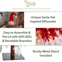 9 Ft. LED Holiday Red Santa Hat Artificial Christmas Tree With 600-Lights And 1992 Bendable Branches -Christmas Gift Shop nearly natural pre lit christmas trees t3275 40 1000