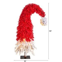 9 Ft. LED Holiday Red Santa Hat Artificial Christmas Tree With 600-Lights And 1992 Bendable Branches -Christmas Gift Shop nearly natural pre lit christmas trees t3275 c3 1000